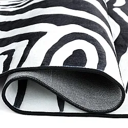 Halfovaal Wilton-vloerkleed - Zebra (zwart/wit)