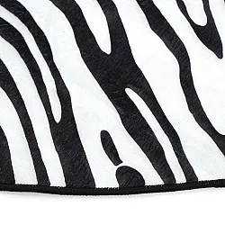 Halfovaal Wilton-vloerkleed - Zebra (zwart/wit)