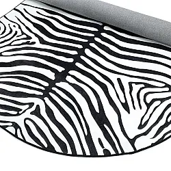 Halfovaal Wilton-vloerkleed - Zebra (zwart/wit)