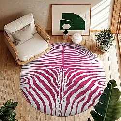 Rond vloerkleed - Zebra (roze)