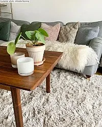 Hoogpolig vloerkleed - Kanvas (beige)