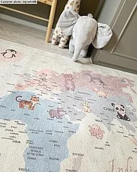 Kindervloerkleed - Animal Map (beige)