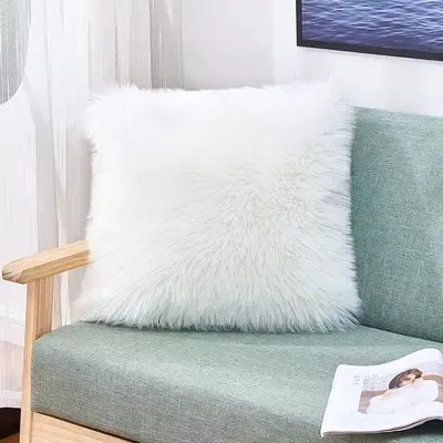 Kussensloop - Luxury Faux Fur 45 x 45 cm (wit)