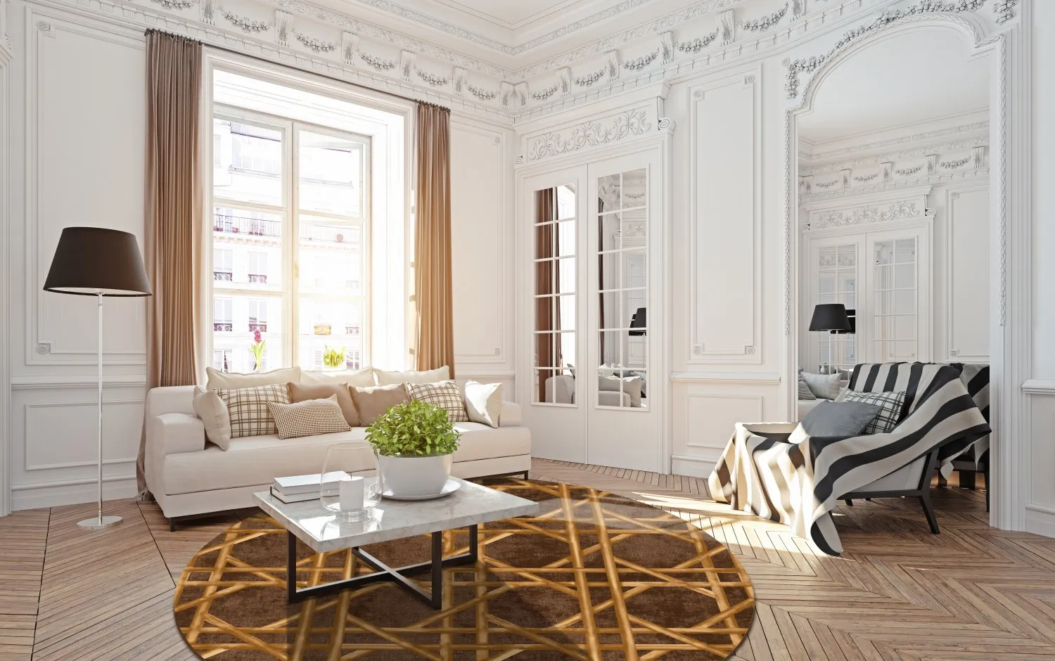 Rond vloerkleed - Pachino (bruin/goud)