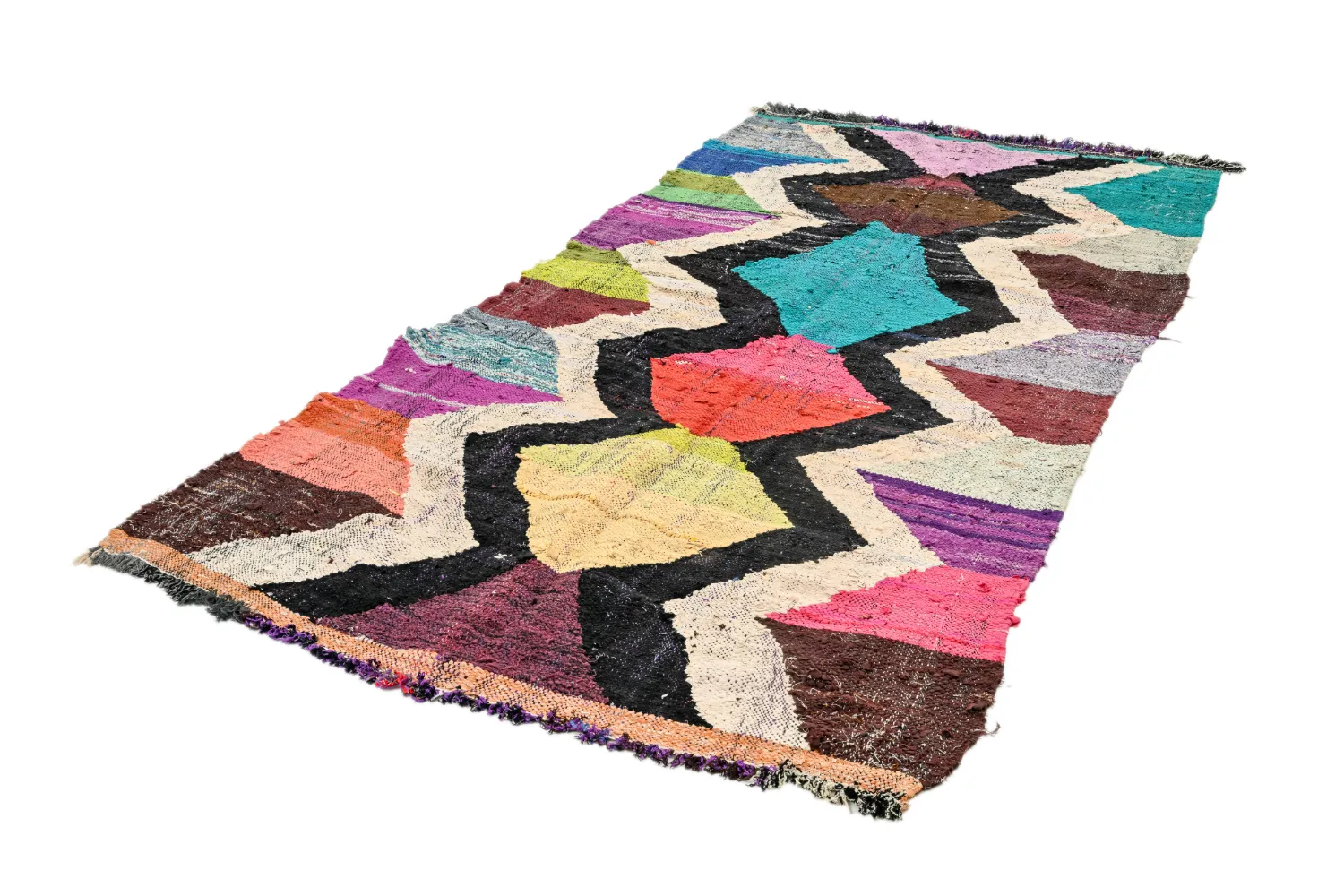 Marokkaanse Berber tapijt Boucherouite 135 x 245 cm