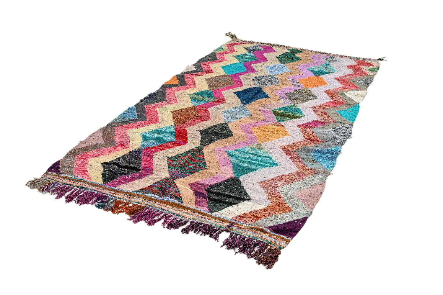 Marokkaanse Berber tapijt Boucherouite 135 x 260 cm