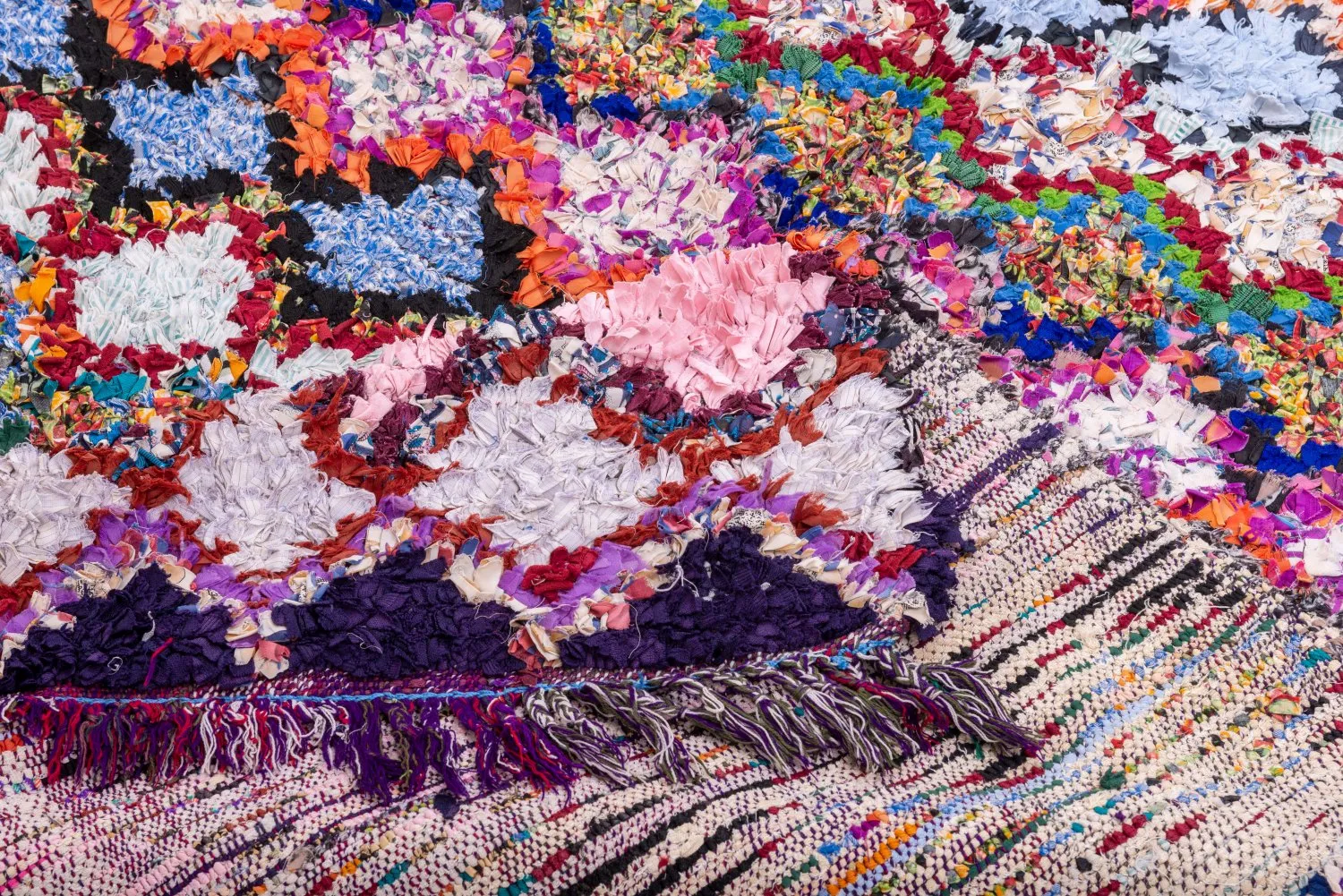 Marokkaanse Berber tapijt Boucherouite 220 x 130 cm