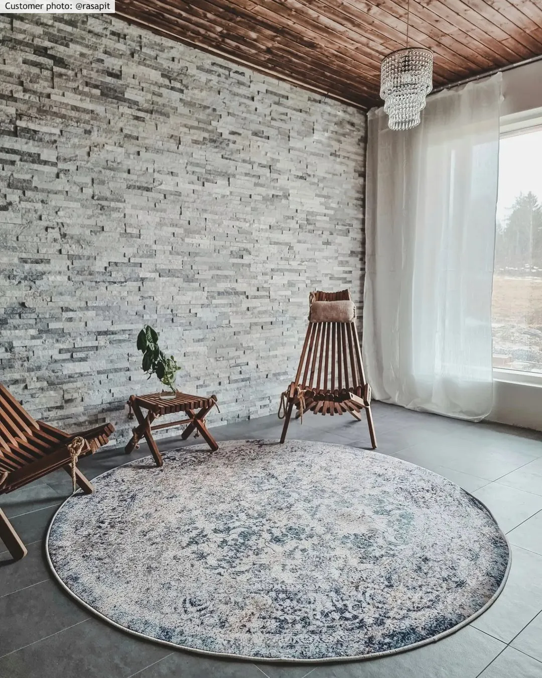 Rond vloerkleed - Denizli (blauw)