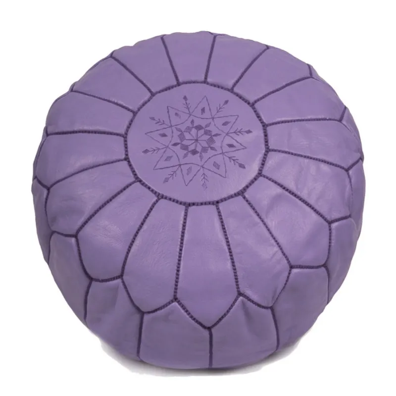 Poef - Marokkaanse Poef (leer) (Purper)