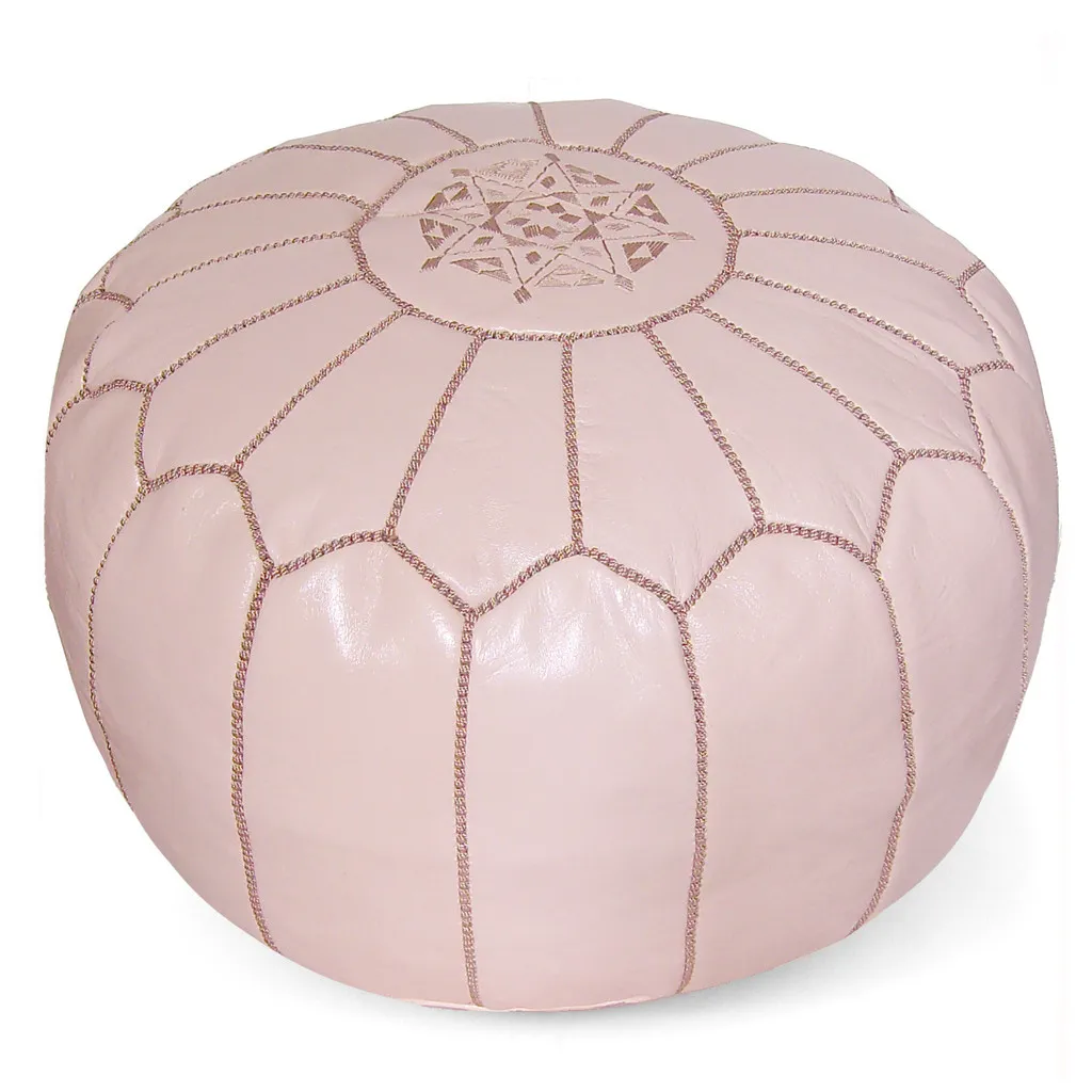 Poef - Marokkaanse Poef (leer) (Roze)