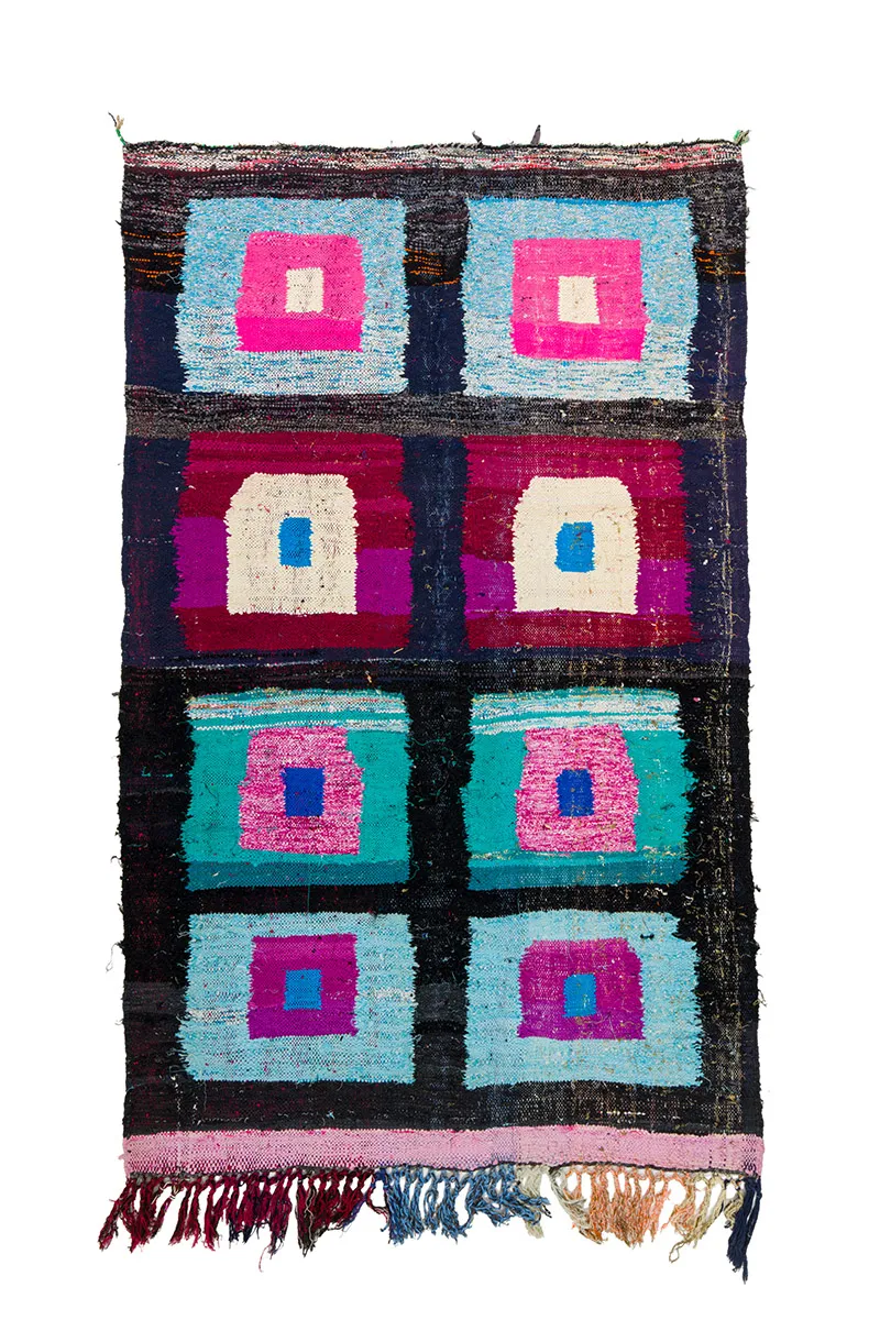 Marokkaanse Berber tapijt Boucherouite 140 x 225 cm