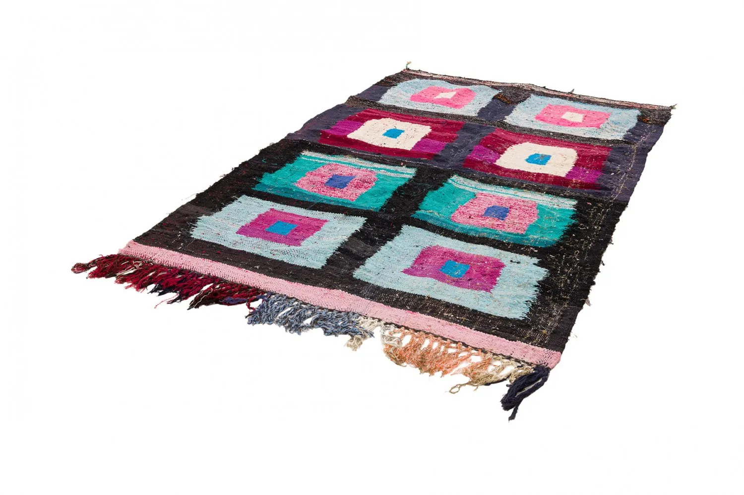 Marokkaanse Berber tapijt Boucherouite 140 x 225 cm