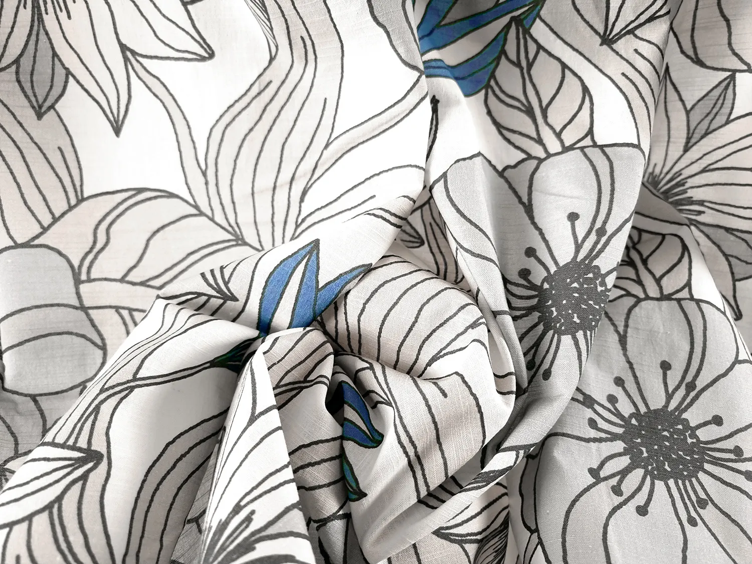 Gordijnen - Katoenen gordijn Aurelia (blauw)