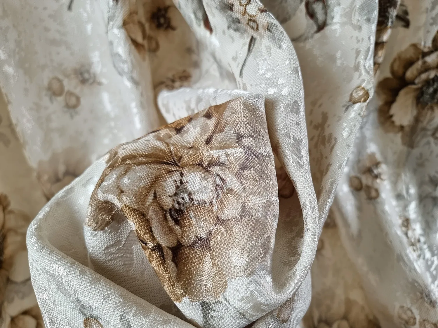 Gordijn - Blom (beige)