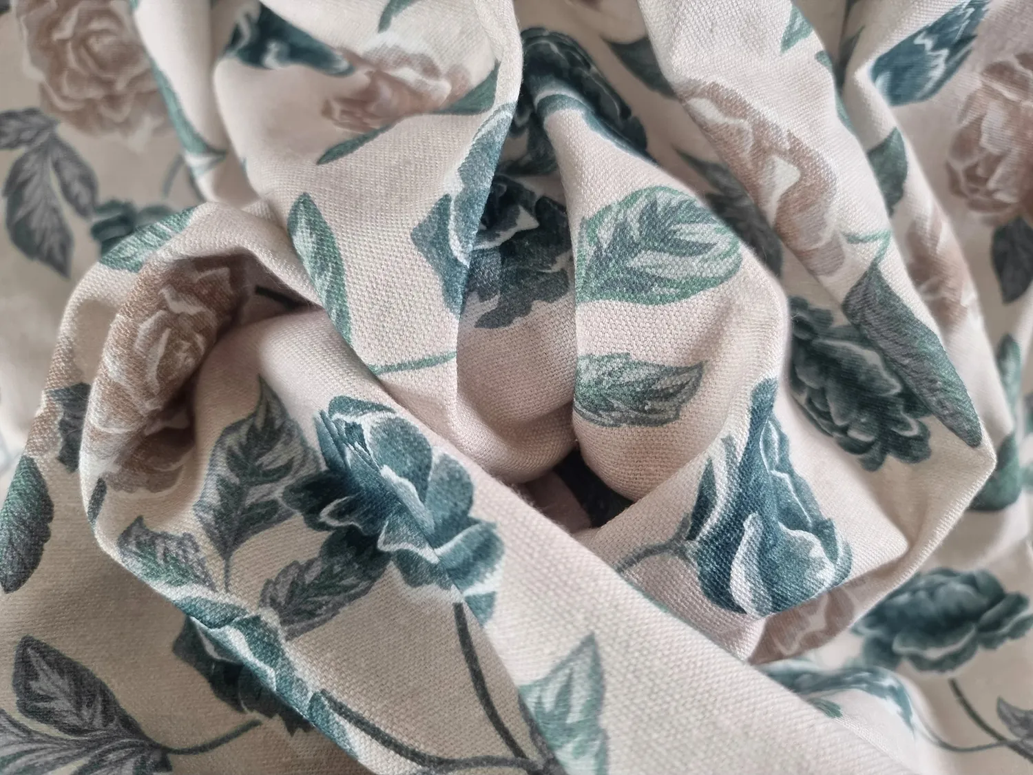 Gordijnen - Katoenen gordijn Wreath (blauw)