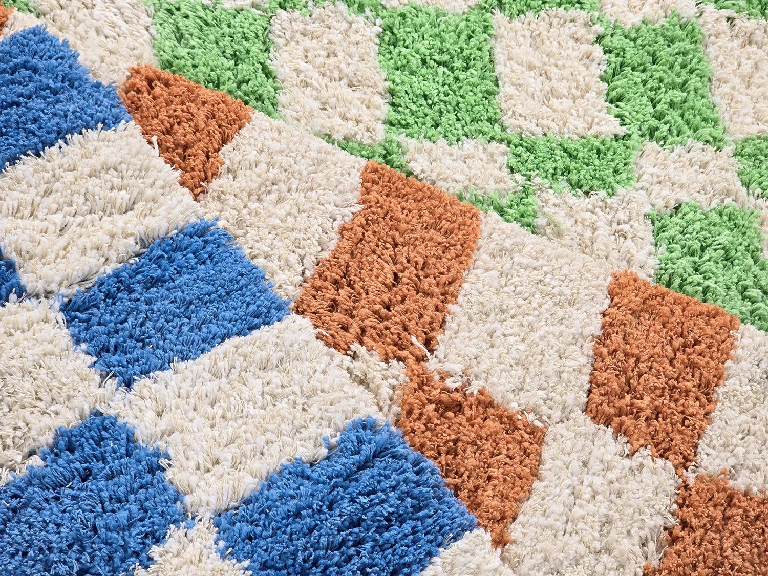 Hoogpolig vloerkleed - Atrani Natural Cotton Shaggy (blauw)