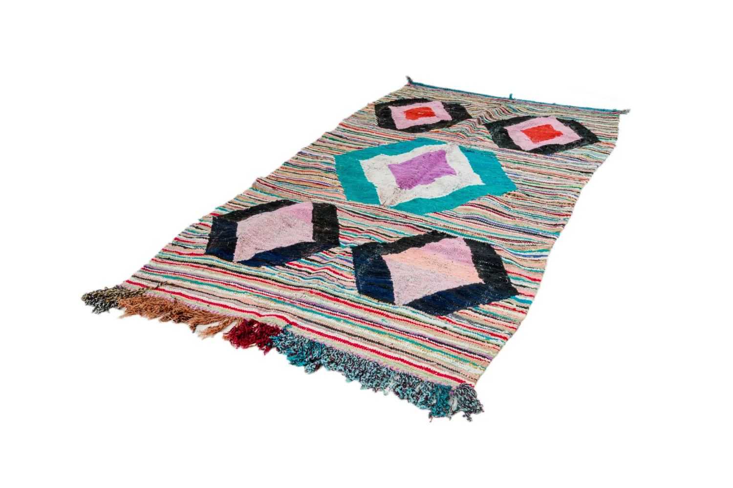 Marokkaanse Berber tapijt Boucherouite 140 x 255 cm