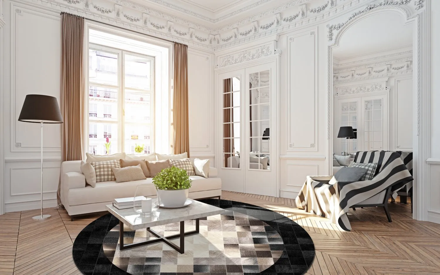 Rond vloerkleed - Livada (zwart/multi)