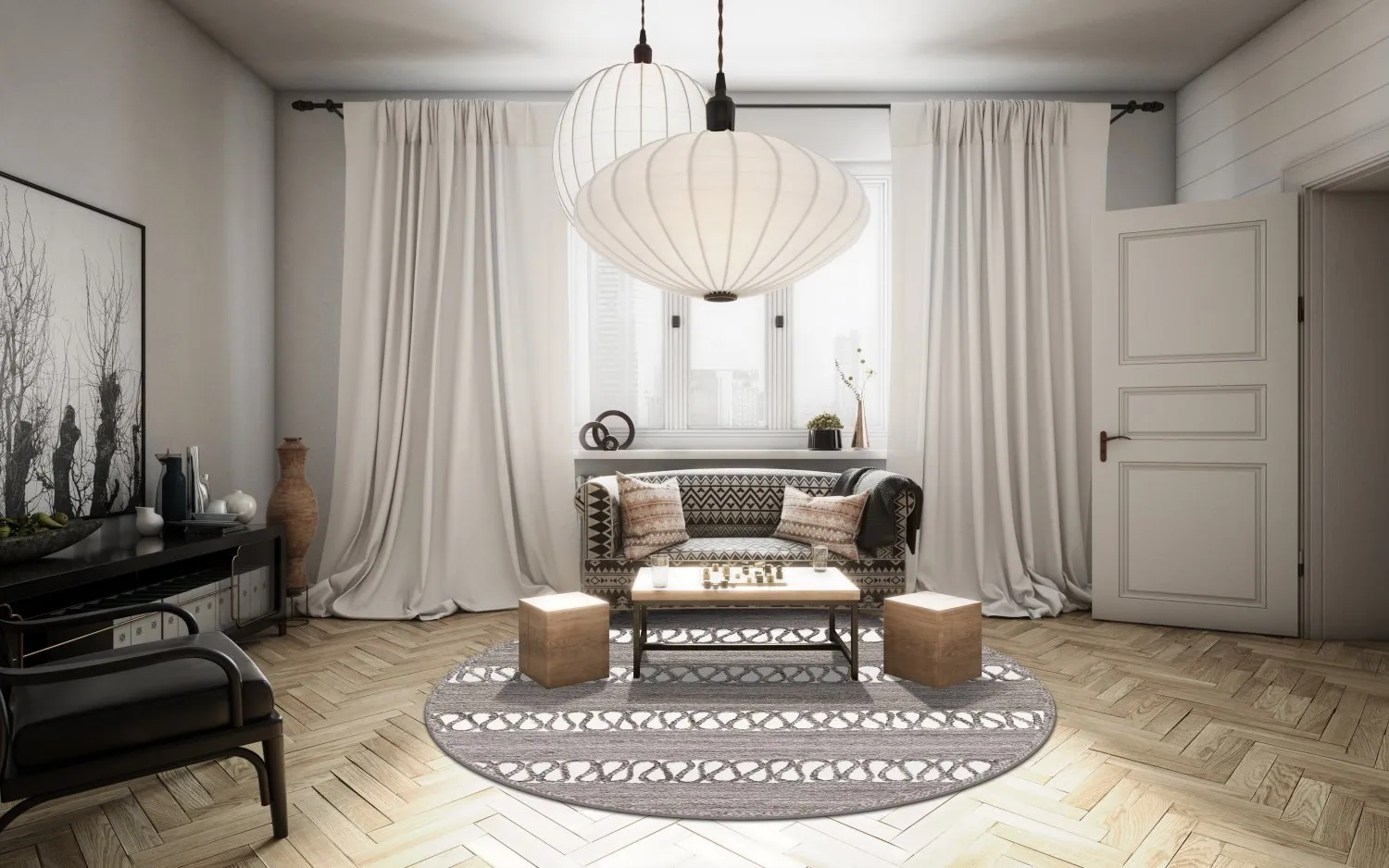 Rond vloerkleed - Levie (grijs)