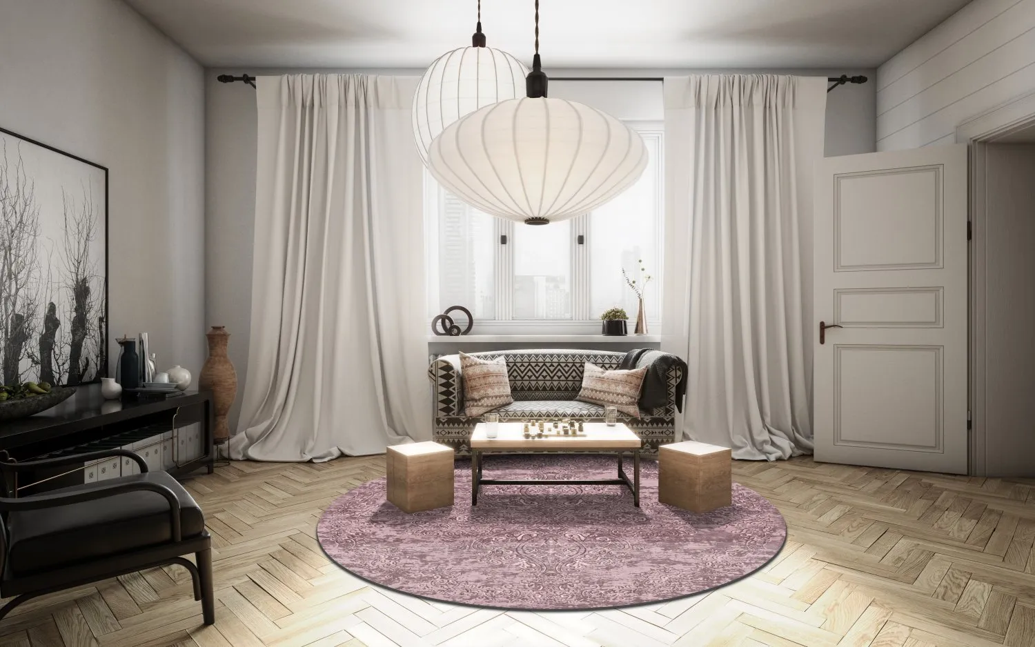 Rond vloerkleed - Valenza (roze)