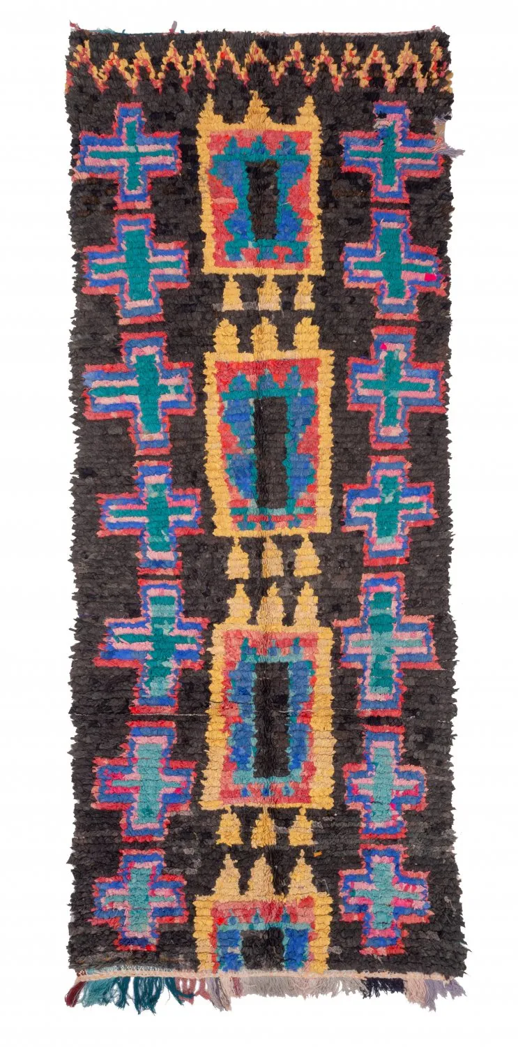 Marokkaanse Berber tapijt Boucherouite 310 x 115 cm