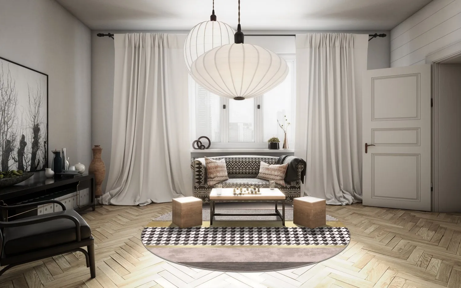 Rond vloerkleed - Esme (bruin/multi)