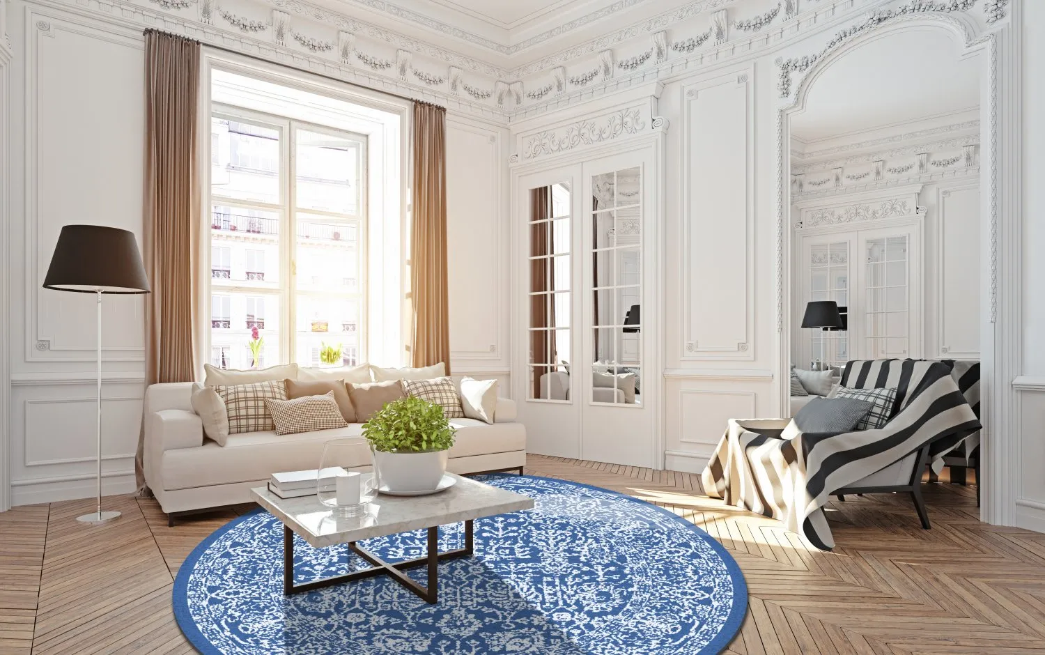 Rond vloerkleed - Menfi (blauw)