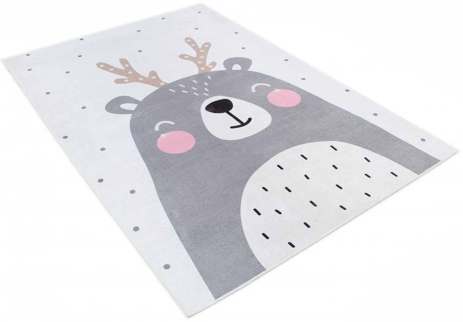 Kindervloerkleed - Happy Bear (wit)