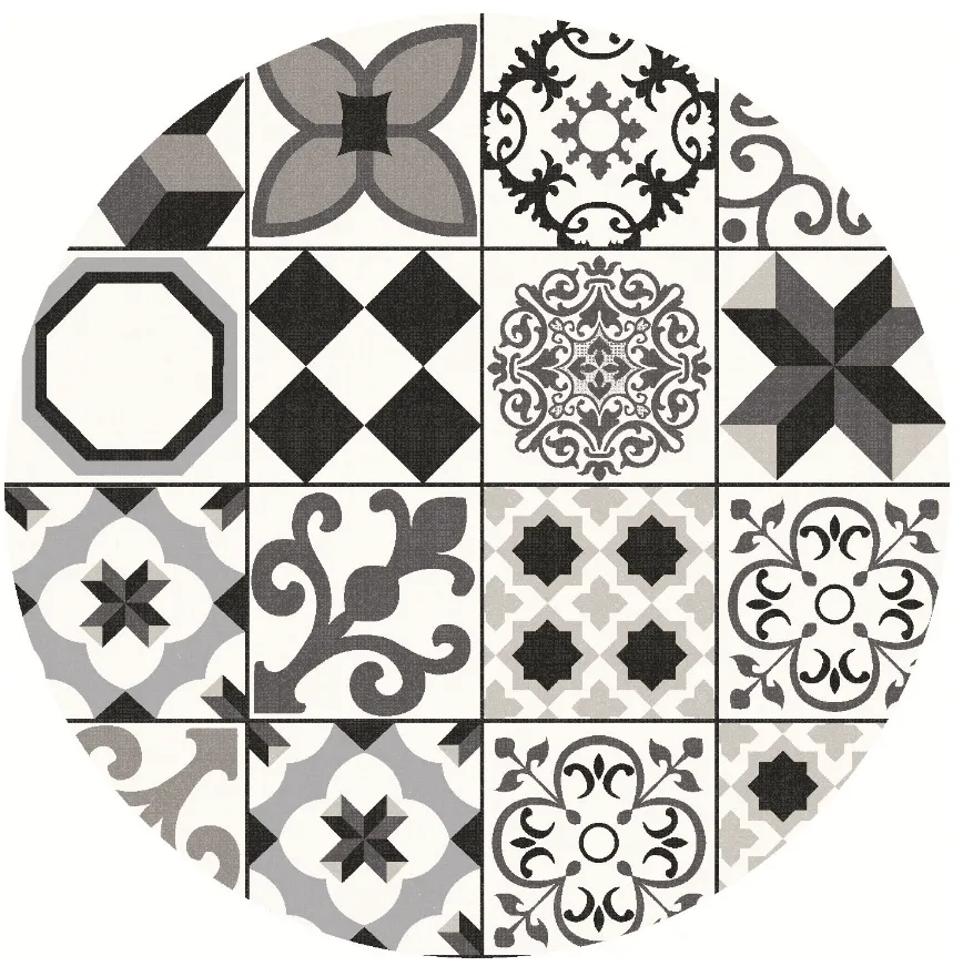 Rond vloerkleed - Avent (beige/zwart)