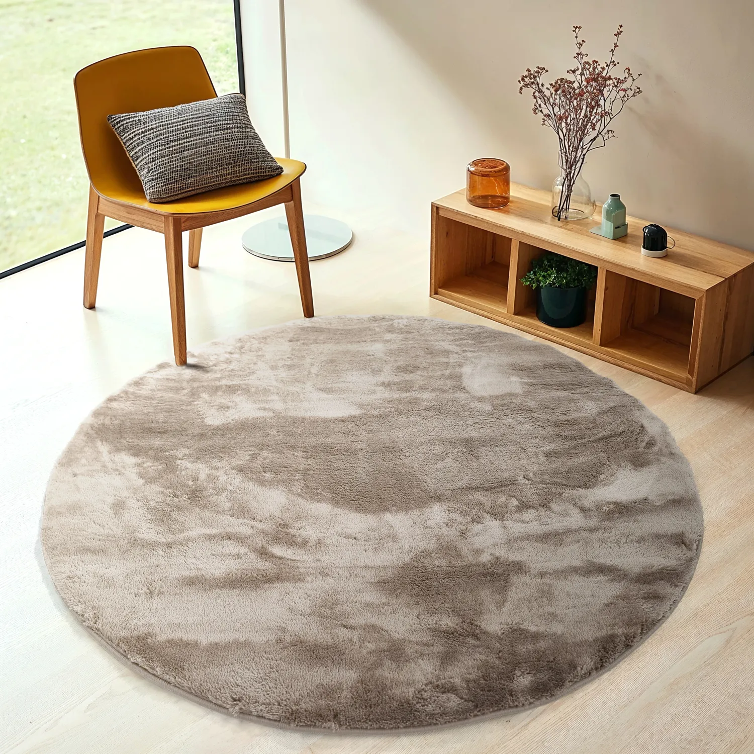 Ronde vloerkleden - Aranga Super Soft Fur (bruin)