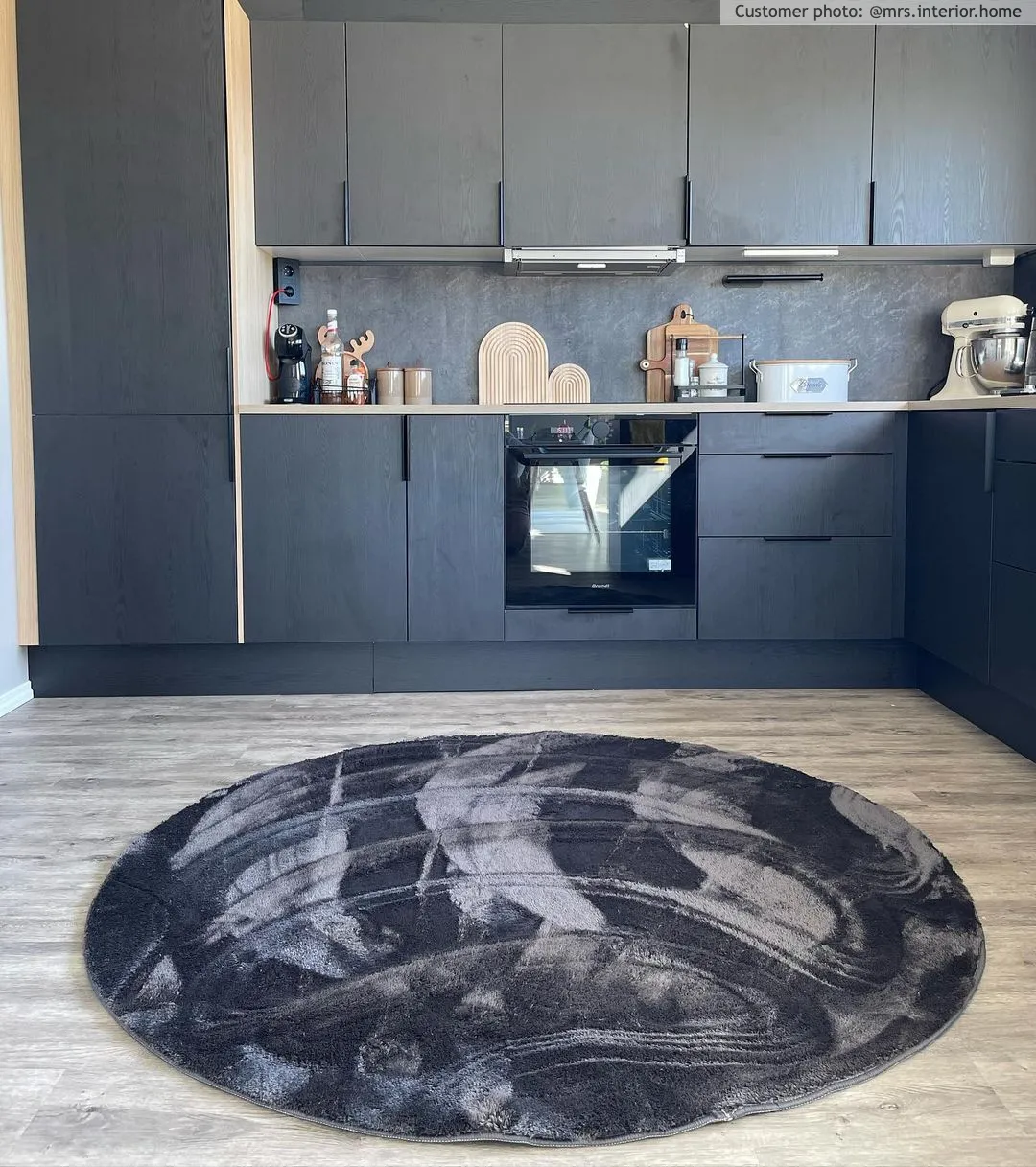 Ronde vloerkleden - Aranga Super Soft Fur (antraciet)