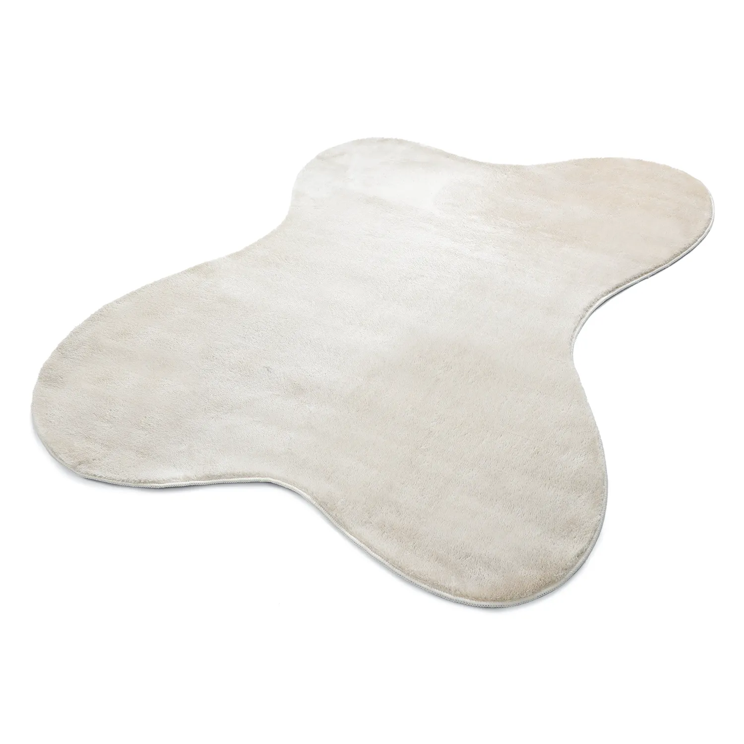 Asymmetrisch Golvend Shaggy Vloerkleed - Aranga Super Soft Fur (beige)