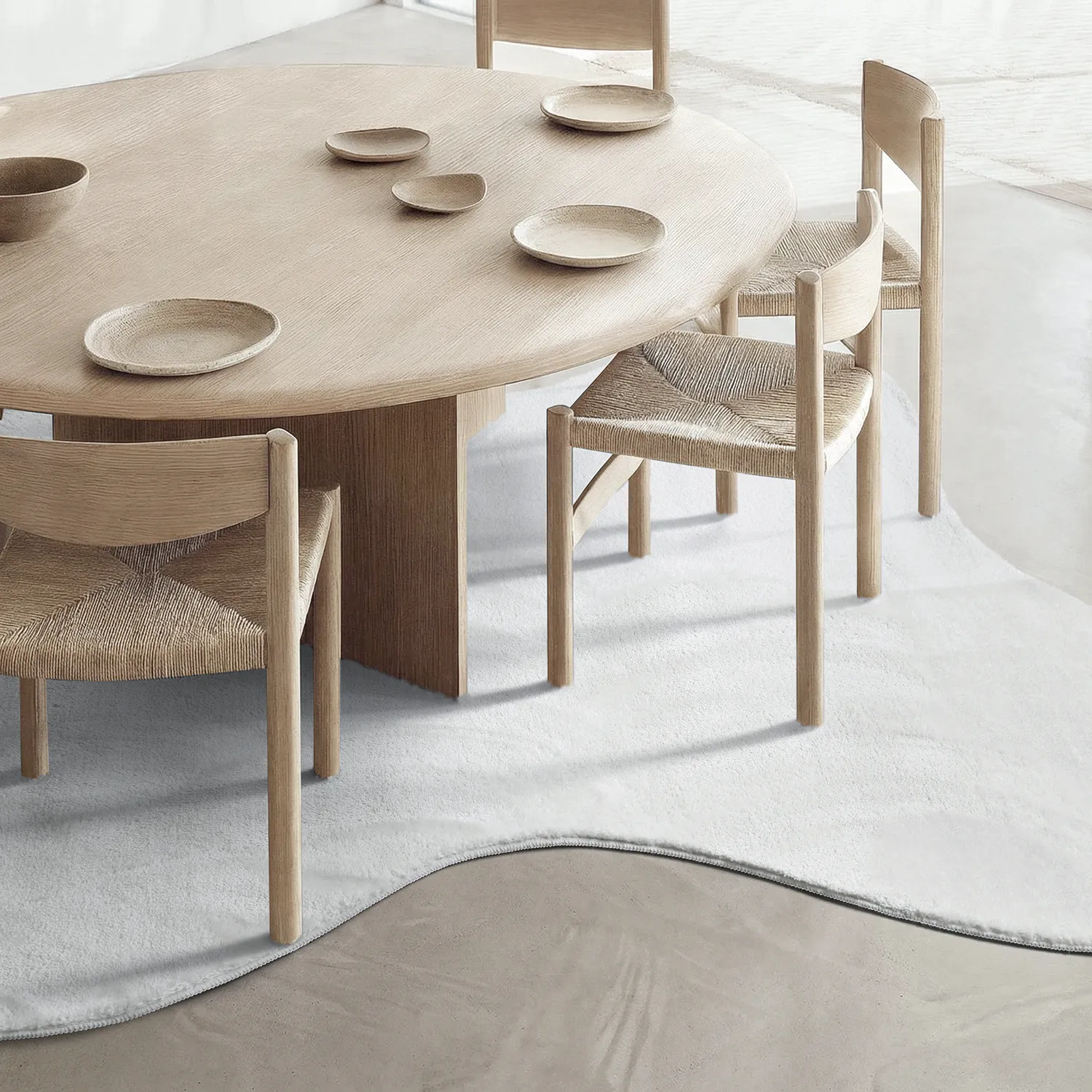 Asymmetrisch Golvend Shaggy Vloerkleed - Aranga Super Soft Fur (wit)