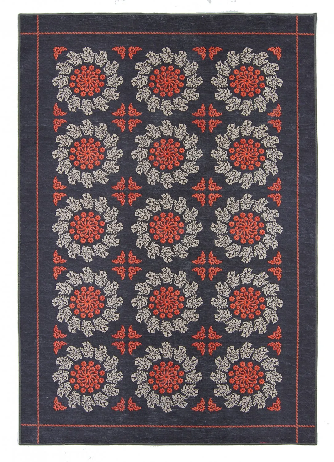 Wilton - Florina (grijs/blauw/oranje)