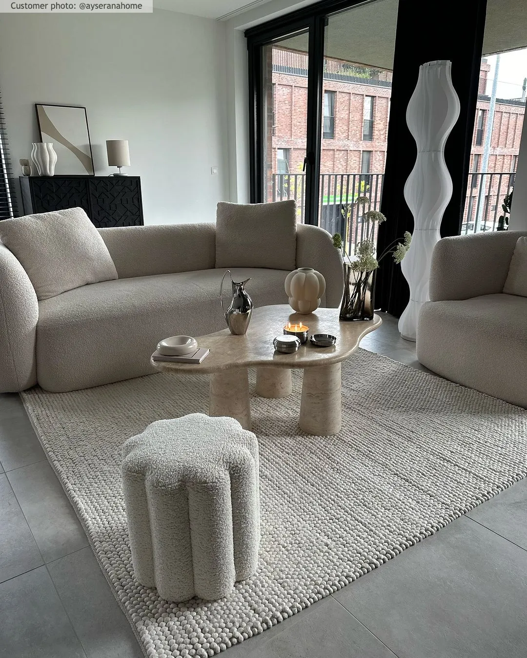 Wollen-vloerkleed - Avafors Wool Bubble (beige)