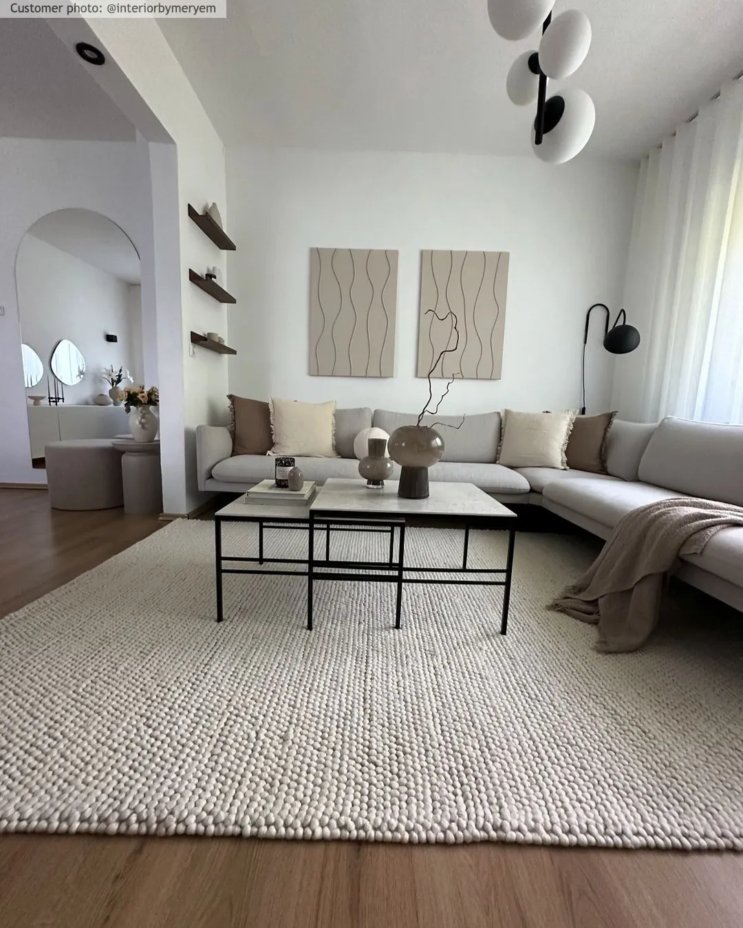 Wollen-vloerkleed - Avafors Wool Bubble (beige)