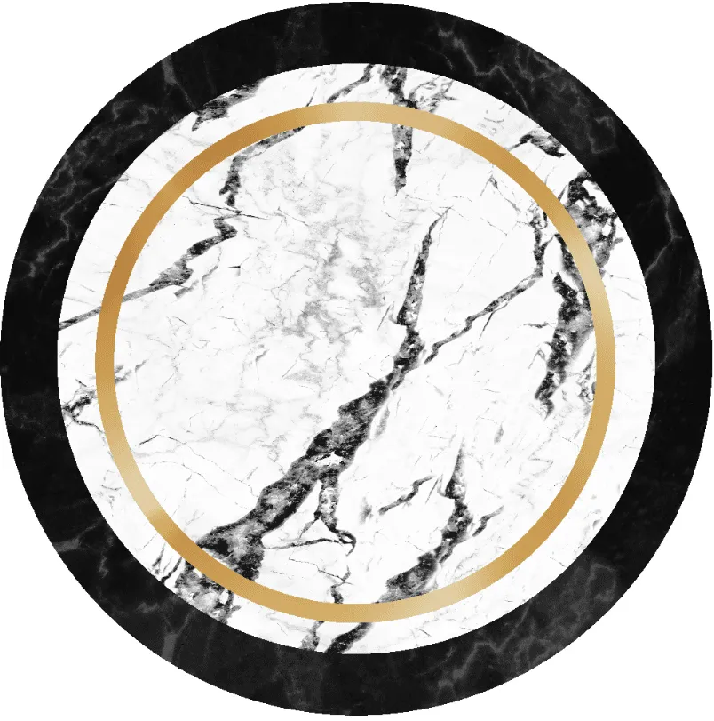 Rond vloerkleed - Avola (zwart/wit/goud)