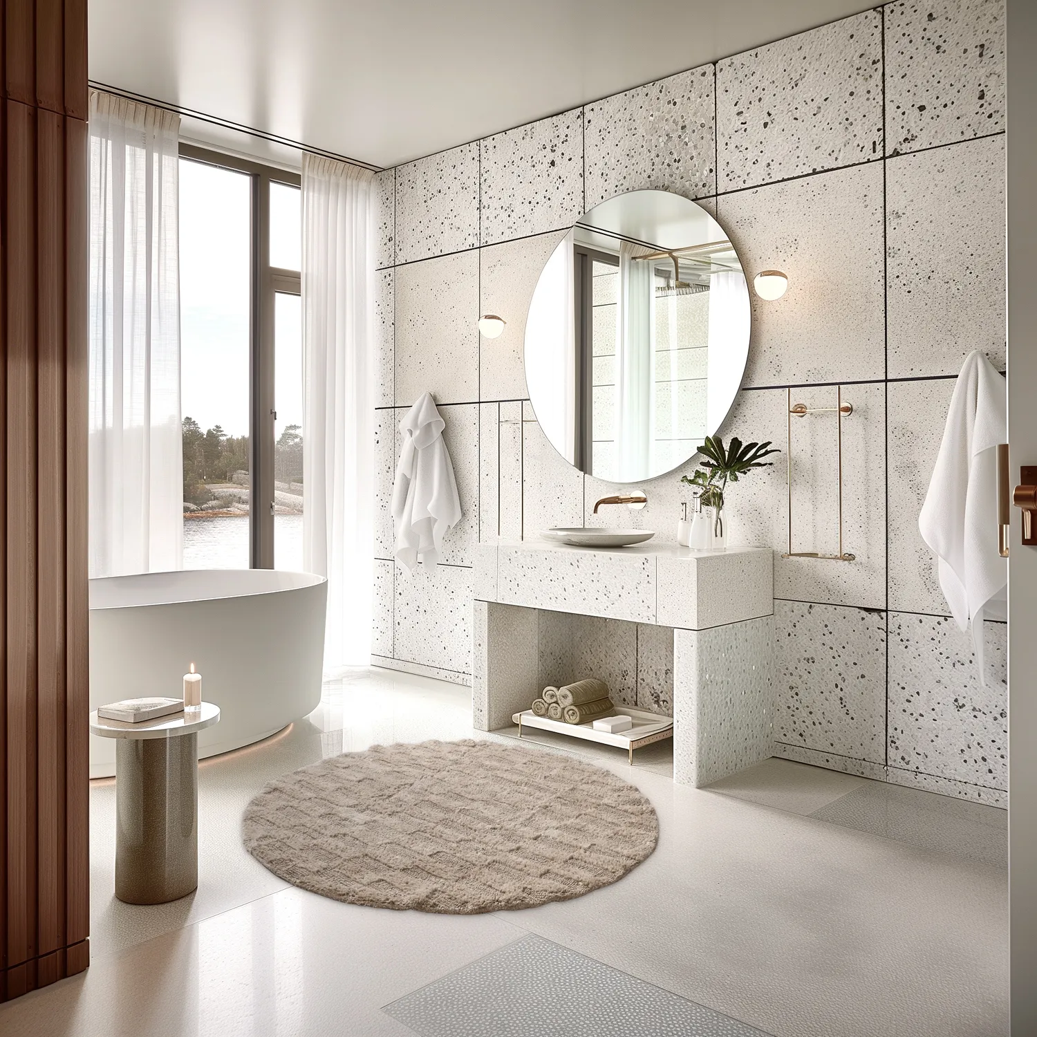 Ronde Badmat - Bevin (beige)