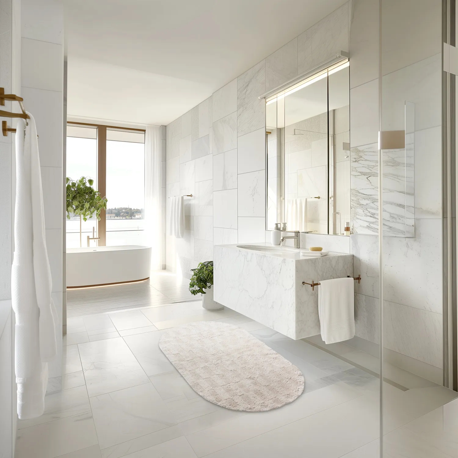 Ovale badmat - Bevin (gebroken wit)