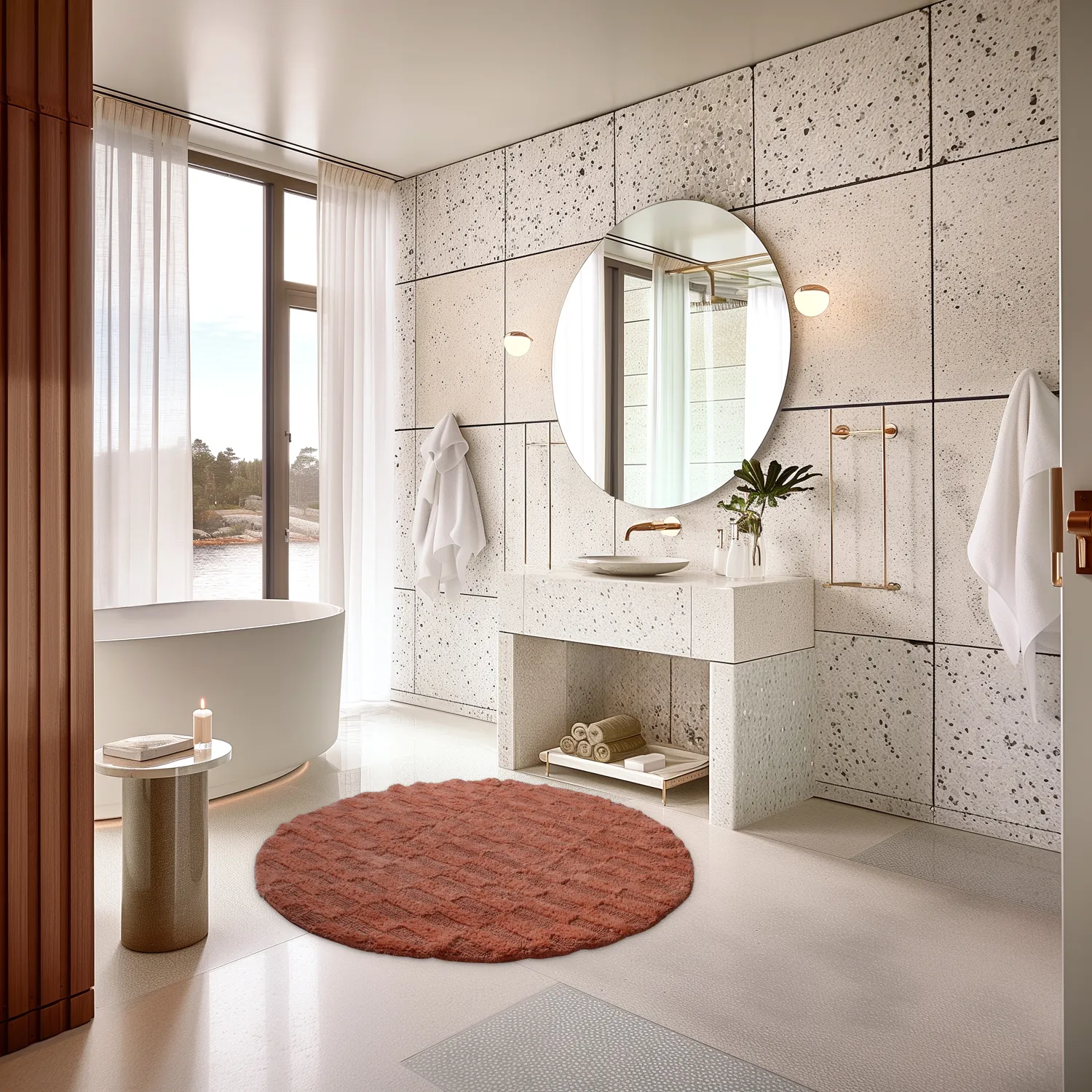 Ronde Badmat - Bevin (terracotta)