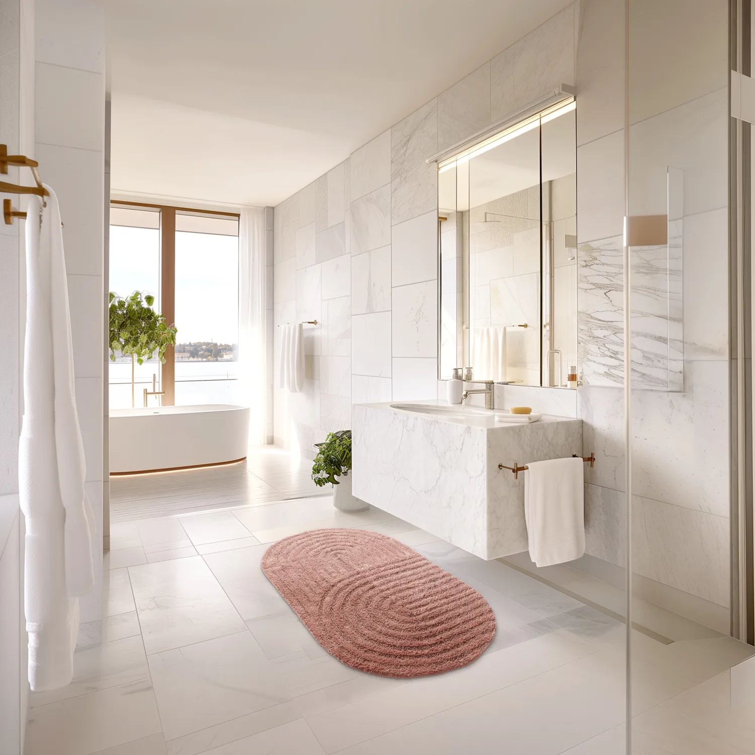 Ovale badmat - Embla (roze)