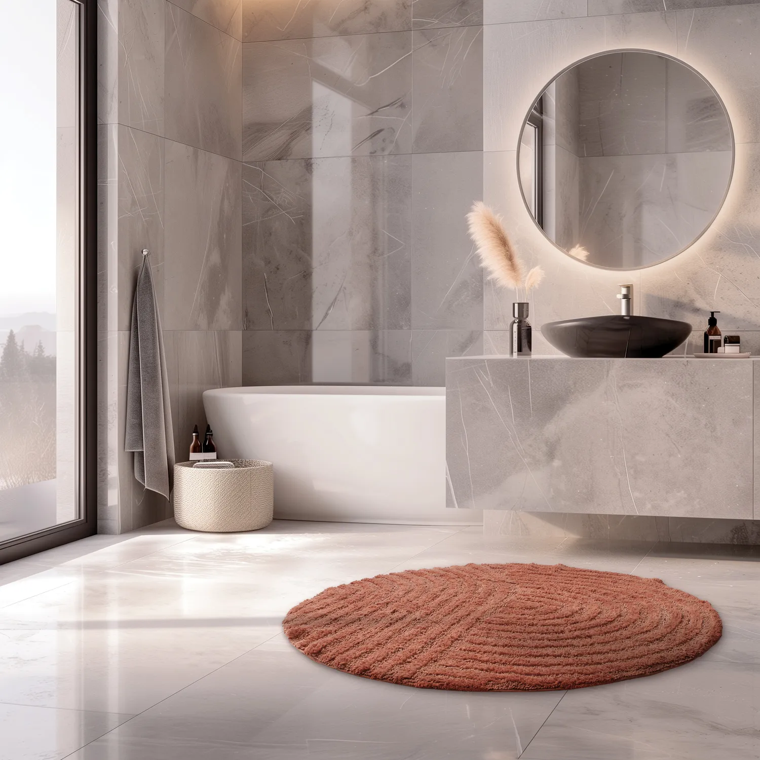 Ronde Badmat - Embla (terracotta)