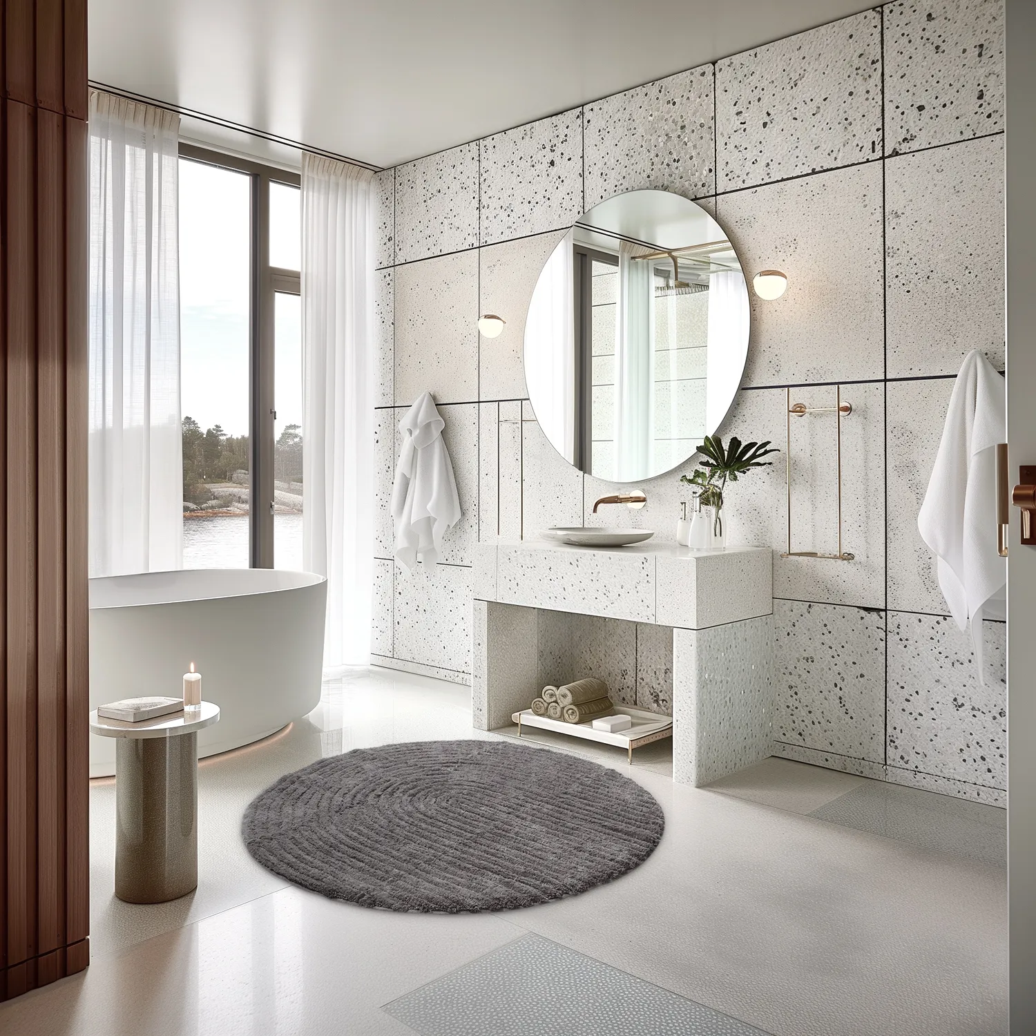 Ronde Badmat - Evena (donkergrijs)