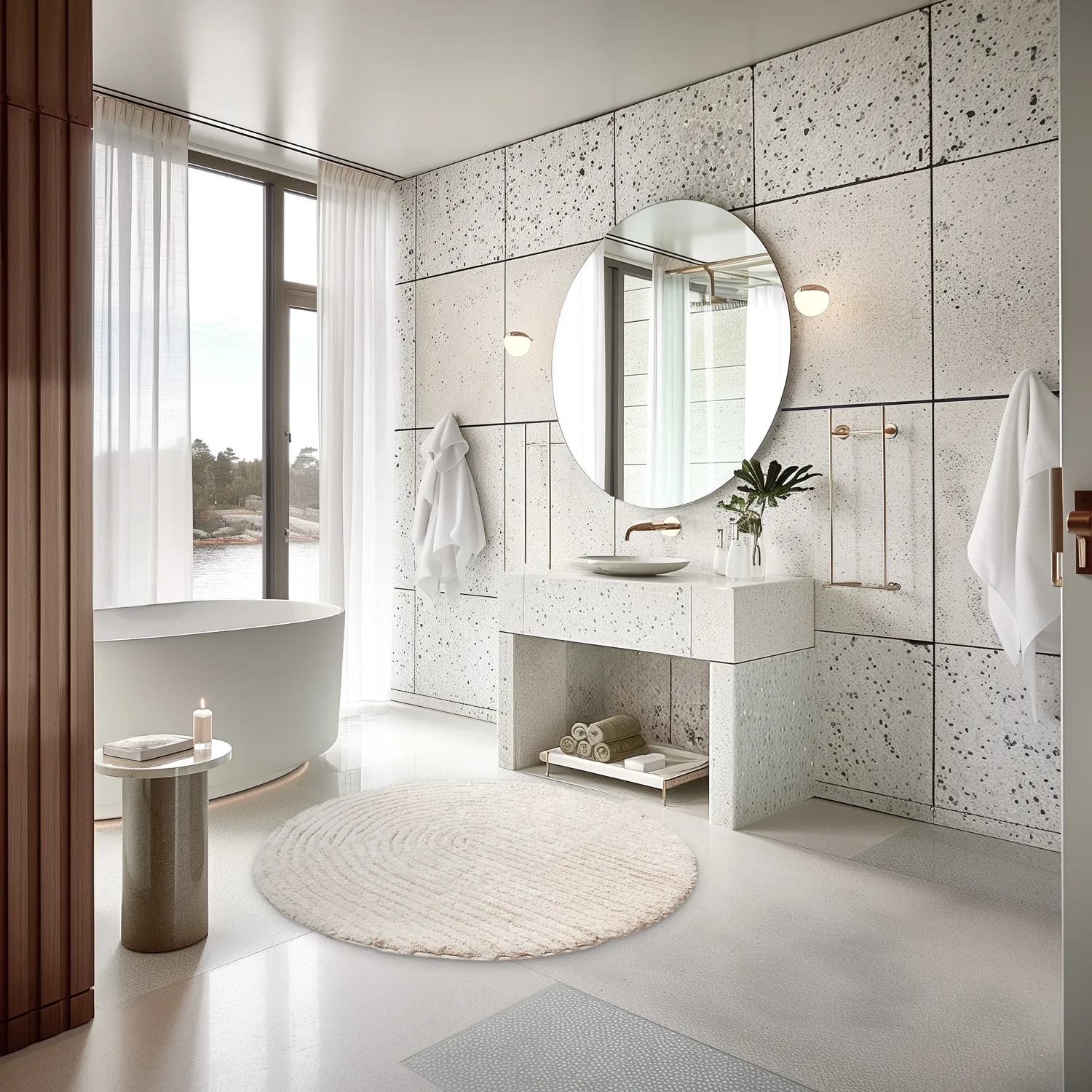 Ronde Badmat - Evena (gebroken wit)