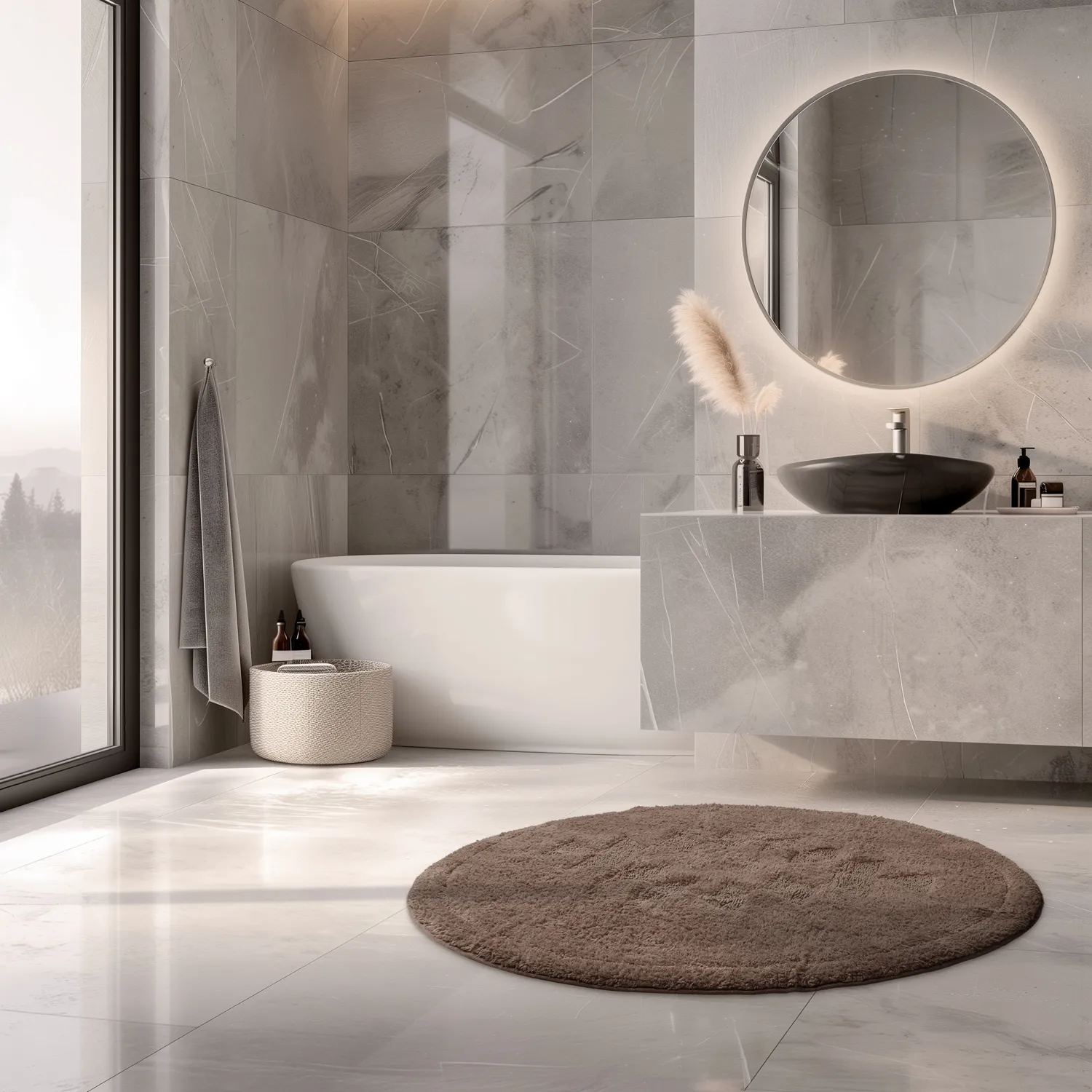 Ronde Badmat - Gertie (bruin)