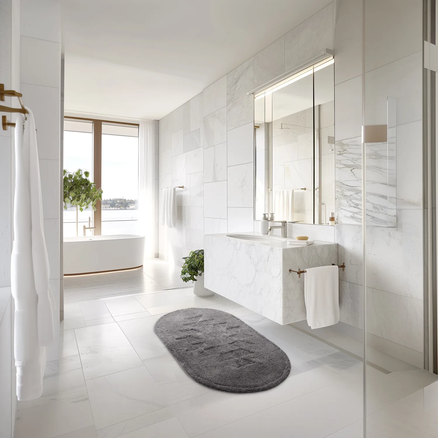 Ovale badmat - Gertie (donkergrijs)