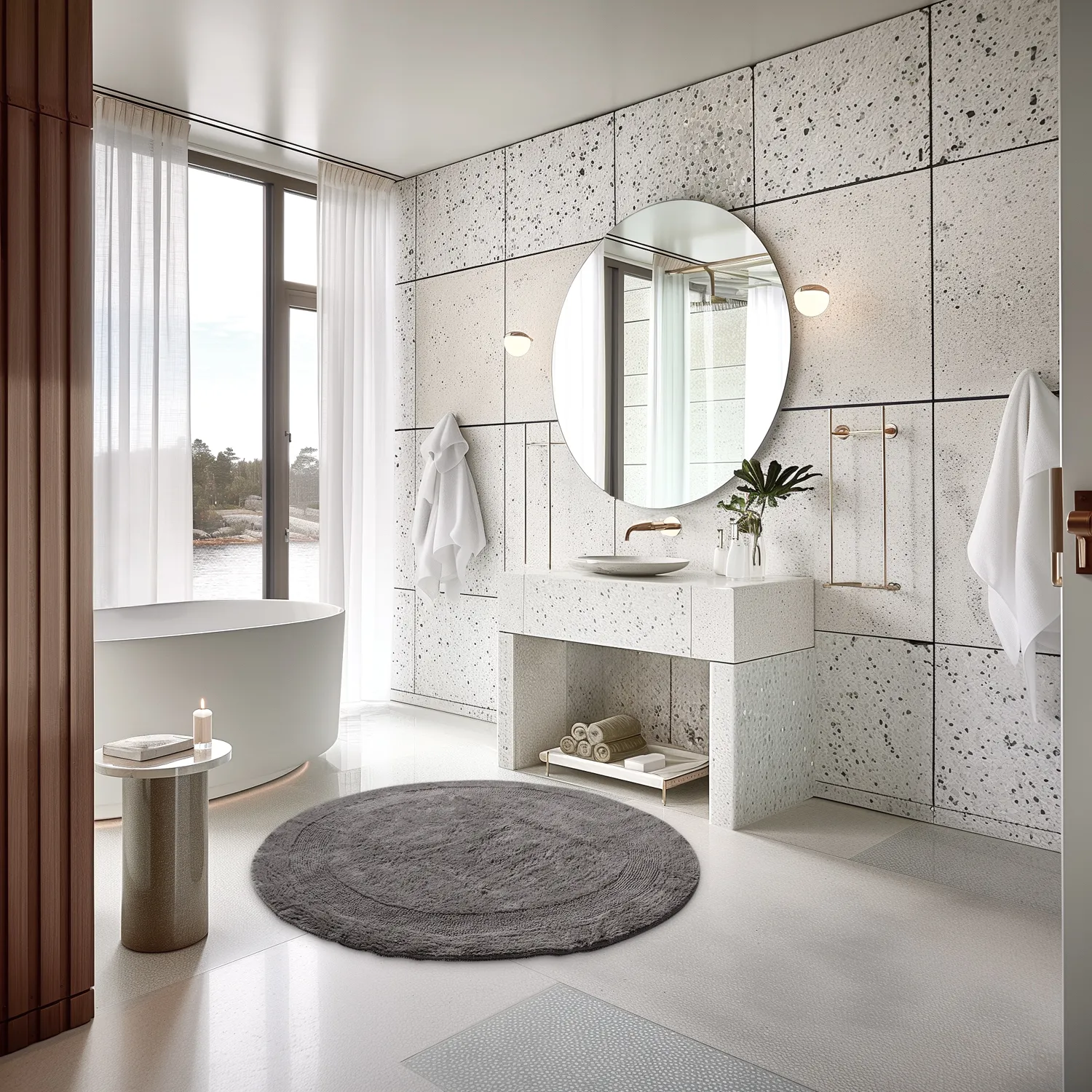 Ronde Badmat - Nila (donkergrijs)