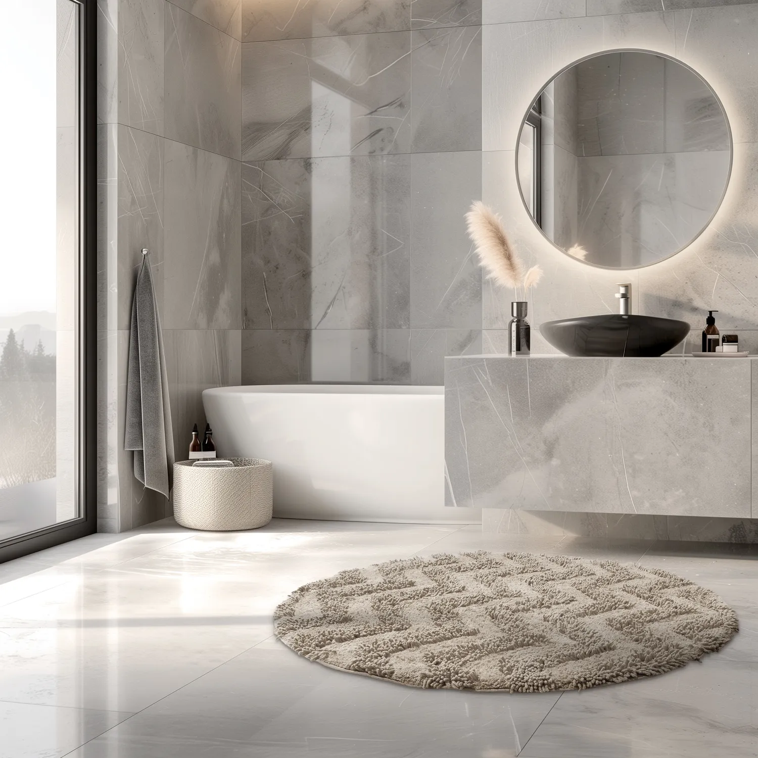 Ronde Badmat - Tressa (beige)