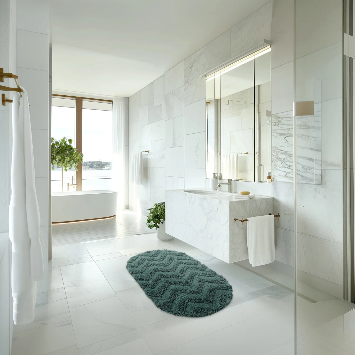 Ovale badmat - Tressa (donkergroen)