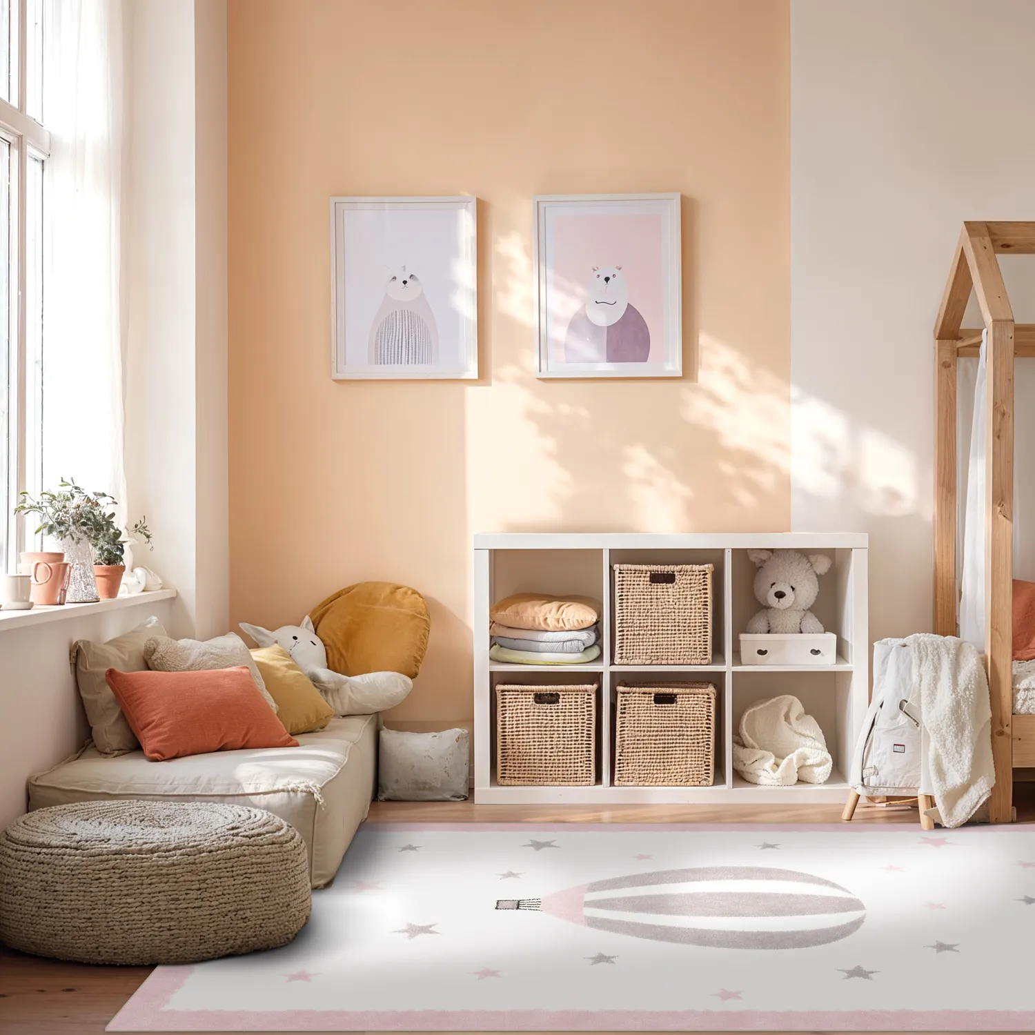 Kindervloerkleed - Alone Balloon (roze)